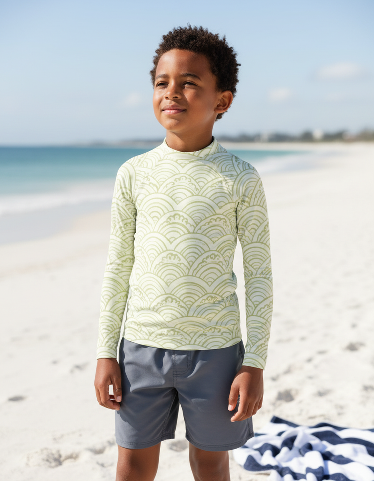 Kids Japanese Seigaiha Rash Guard