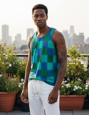 Men's Transformative Teal Pulse men's tank tops