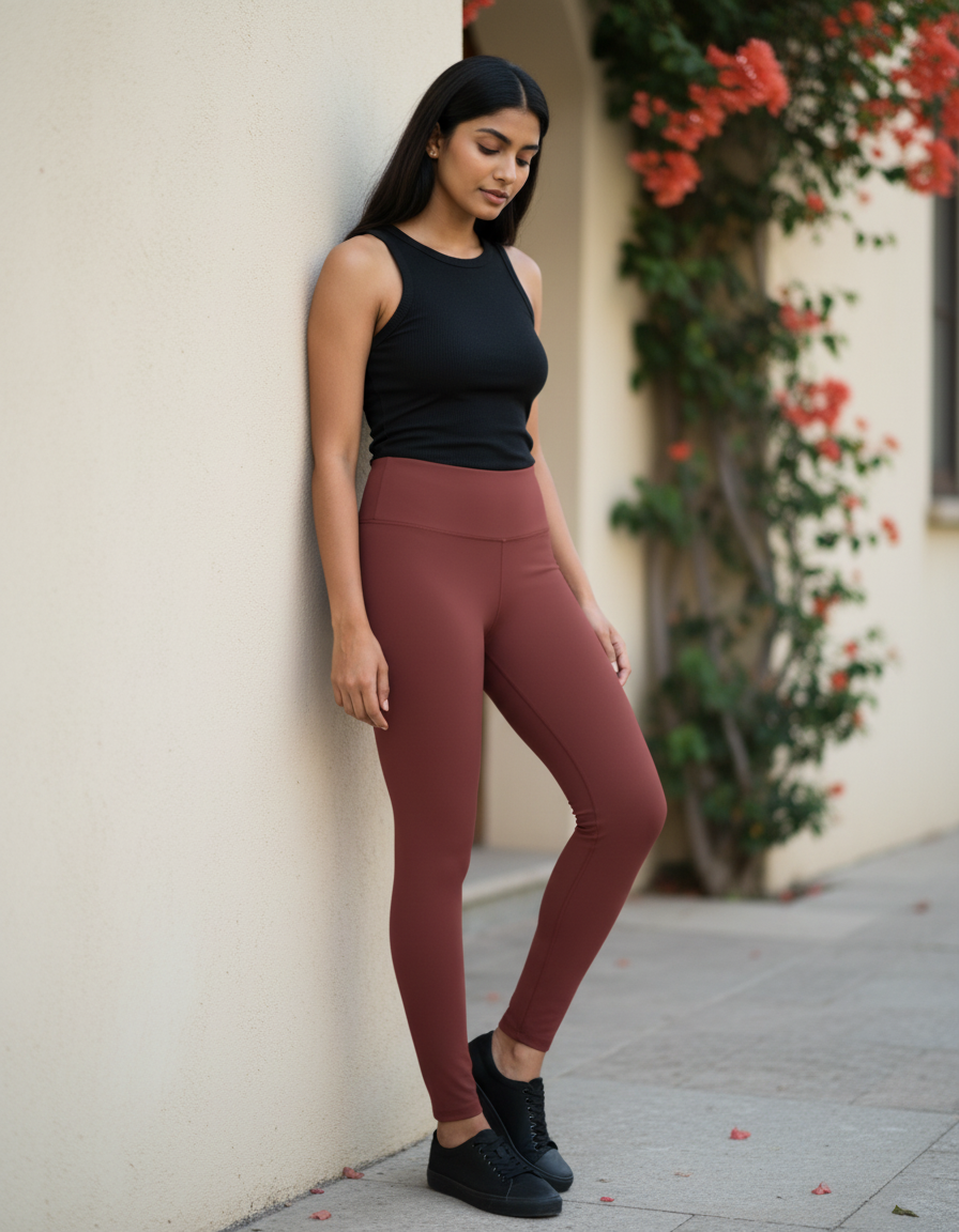 Full-Length Leggings in Marsala
