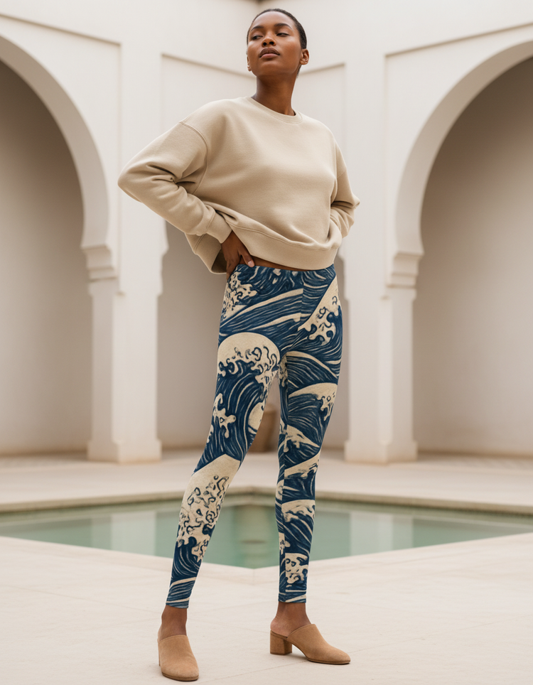 Women's Japanese Wave Art Leggings