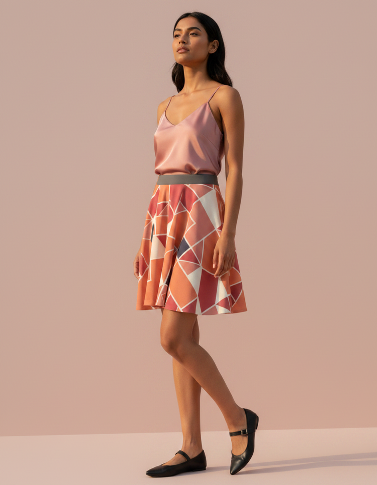 Vibrant Edge Kaleidoscope Skater Skirt