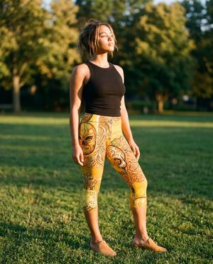 Yellow Catrina swim & gym capri leggings