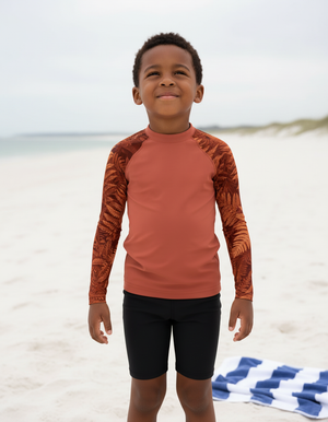 Burnt Sienna Emerald Rash Guard Kids Rash Guard — Dripper