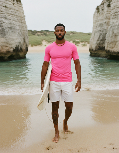 Neon Pink Rash Guard Men's Rashguard — Lolekai