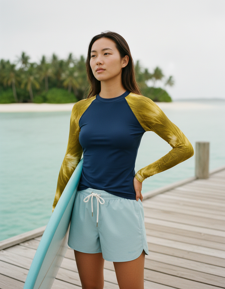 Women's Lemon Yellow Glacier women's short-sleeve rashguards