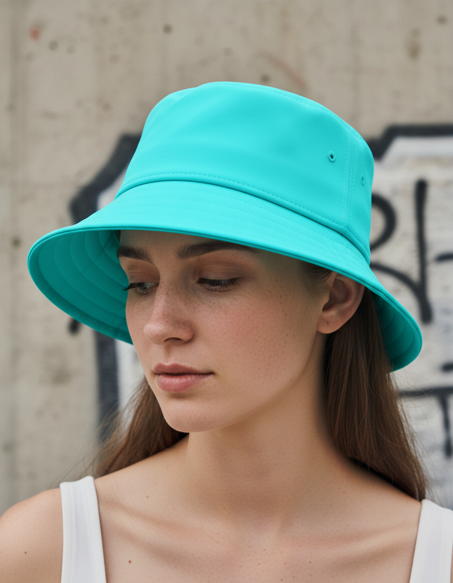 Bucket hat in Neon Aqua