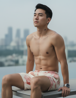 Tea Rose Aroma men's swim trunks