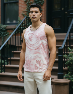 Men's Millennial Pink Tidepool tank tops