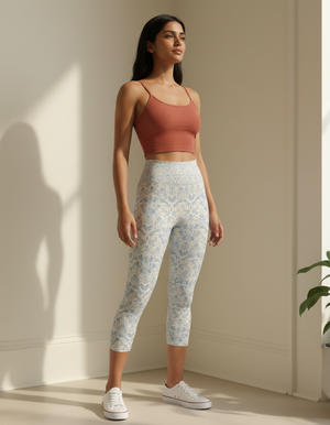 Blue Aura Kumo Leggings Capri Yoga Leggings — Dripper