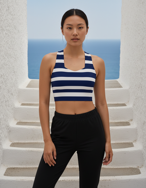 Nautical Stripe longline sports bras