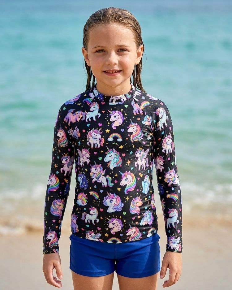 Girls Unicorns (v1) Rash Guard