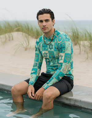 Turquoise Unity Rash Guard Men's Rashguard — Dripper