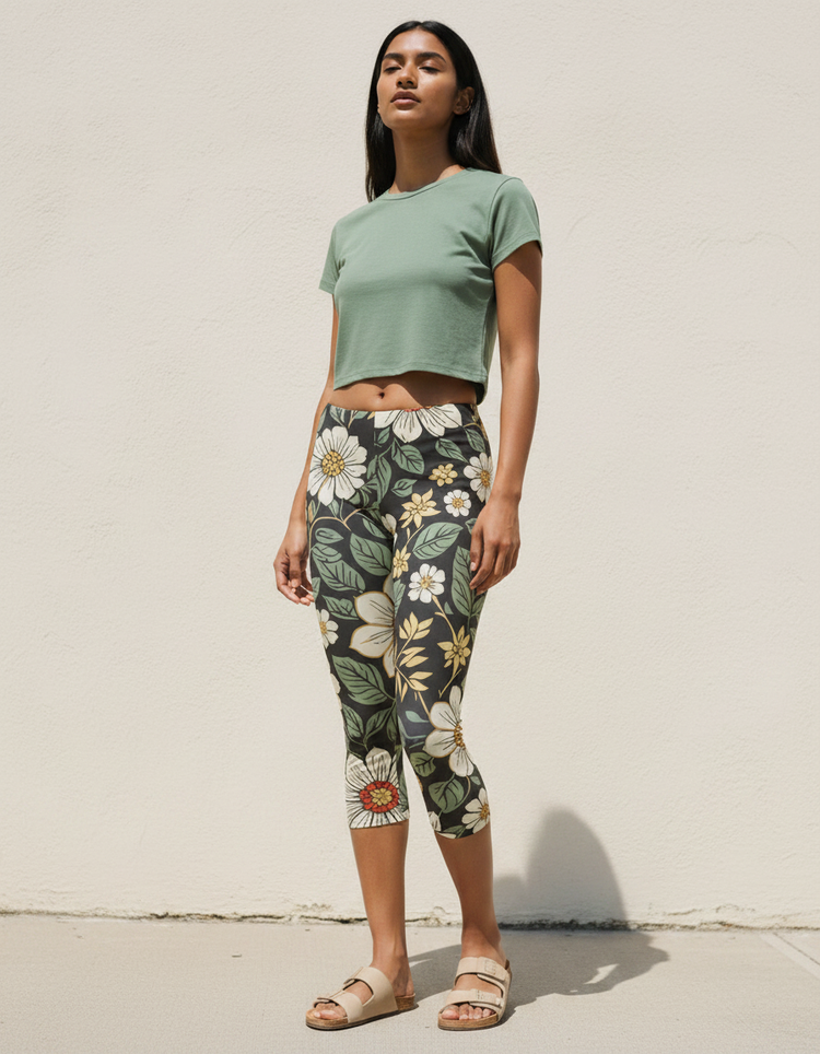 Women's Taiwanese Patterns Capri Leggings