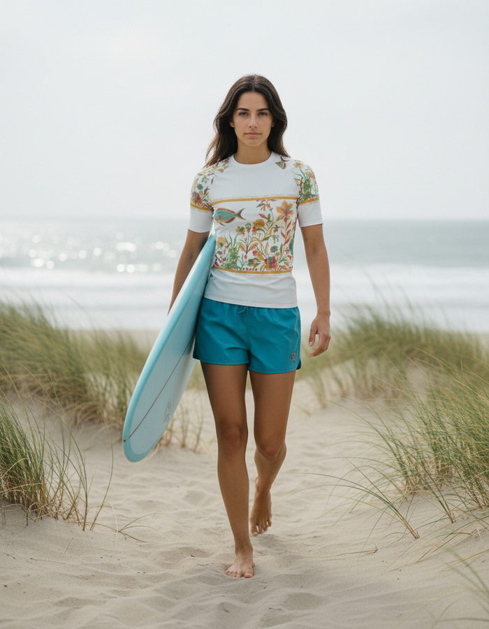 Rashguard — Women's Coral Garden White Chorus