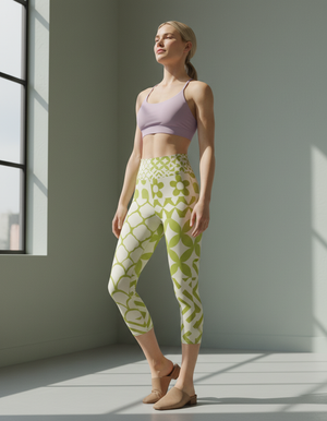 Lime Vivid Leggings Capri Yoga Leggings — Dripper