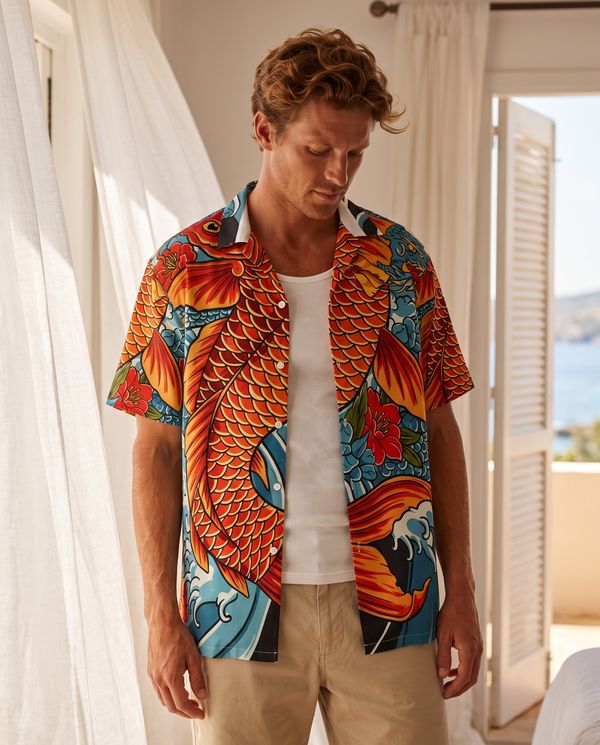 Koi Rising hawaiian shirts