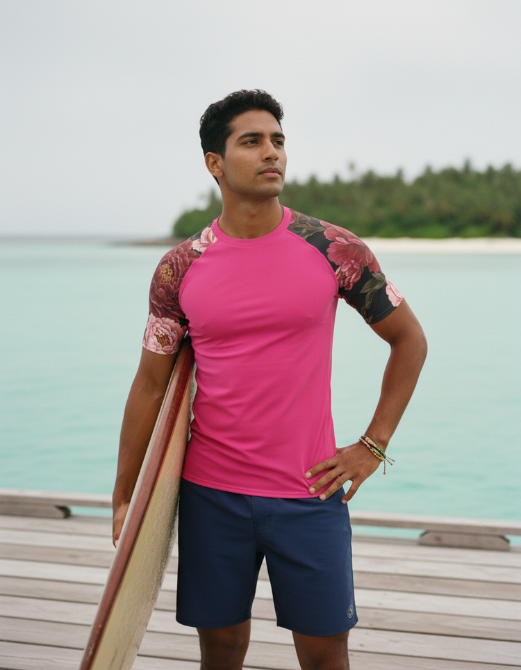 Men's Chinese Peony Rash Guard