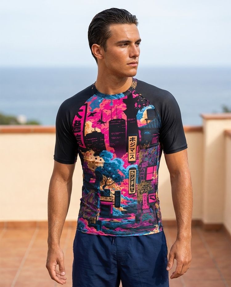 Men's Bakeneko men's short-sleeve rashguards