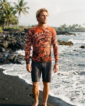 Men's Fiery Red Koa Uli men's rashguards