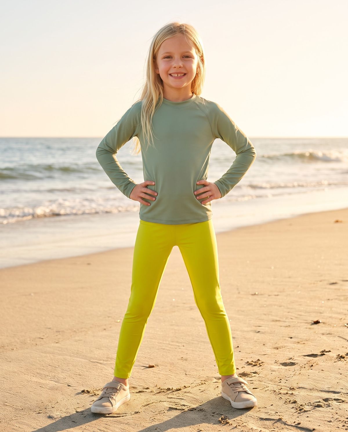 Runway Chartreuse Girls Leggings Girls Leggings — Lolekai