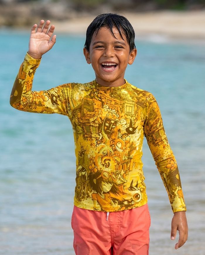 Rashguard — Boys Lemon Yellow Bakeneko