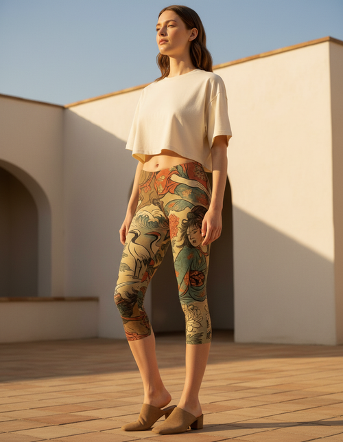 Kintsugi Leggings Capri Leggings — Dripper