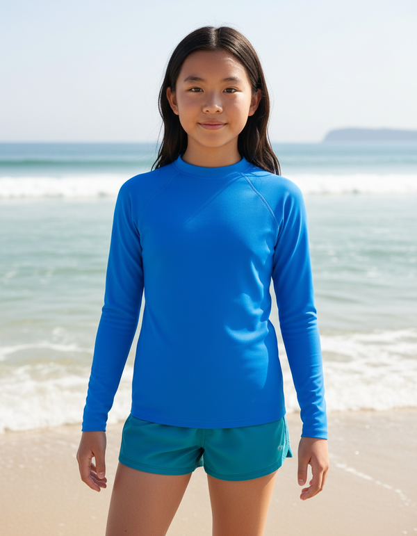 Girls Electric Blue Rash Guard
