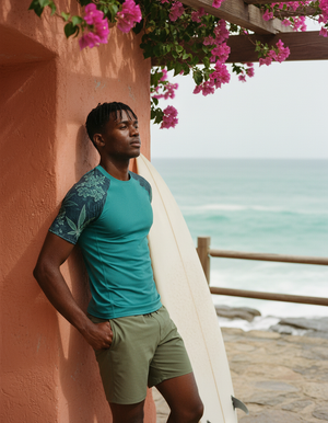 Men's Transformative Teal Kumo men's rashguards