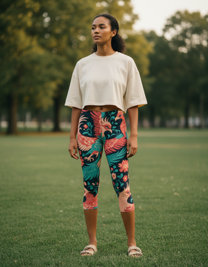 Tea Rose Ember Capri Leggings Capri Leggings — Dripper