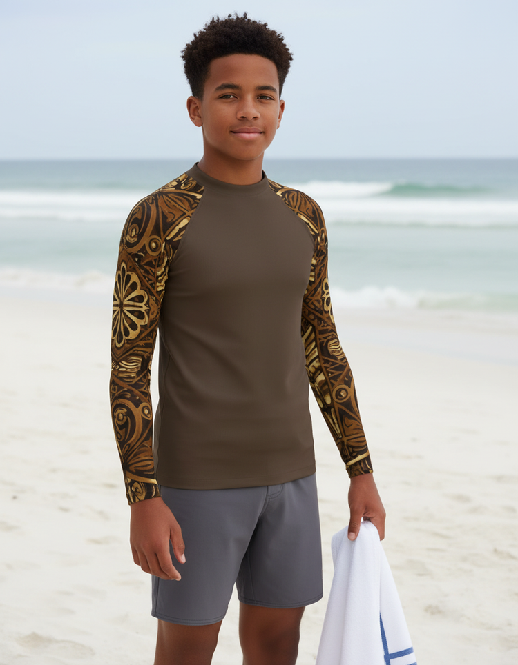 Youth Polynesian Tapa Rash Guard