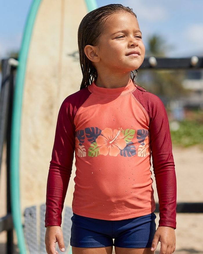 Rashguard — Girls Hibiscus Red Pua