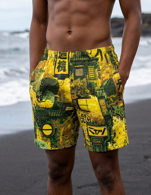 Acacia Bakeneko men's swim trunks
