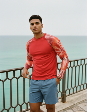 Men's Fiery Red Nebula men's short-sleeve rashguards