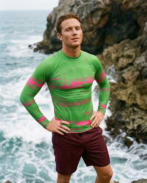 Men's Green Magenta Mosaic men's short-sleeve rashguards