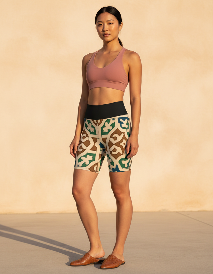 Geometric Harmony Mosaic Yoga Shorts