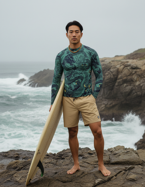 Men's Transformative Teal Ember men's rashguards