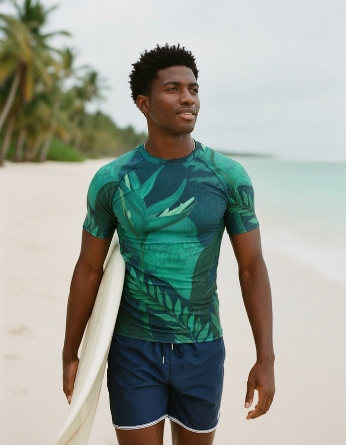 Rashguard — Men's Turquoise Tropique
