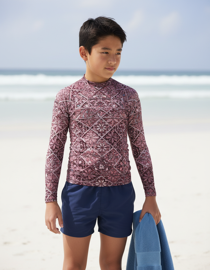 Rashguard — Youth Amaranth Zellige