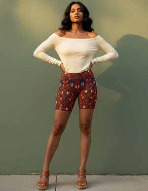 Bohemian Folk Embroidery Bikinis short shorts