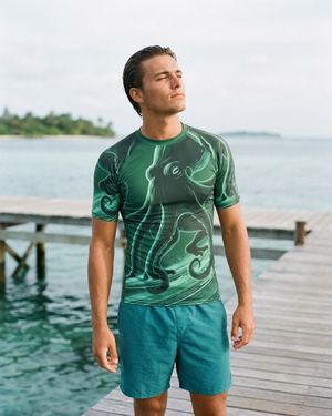 Runway Emerald Neon Octopus Surfer Rash Guard Men's Rashguard — Lolekai