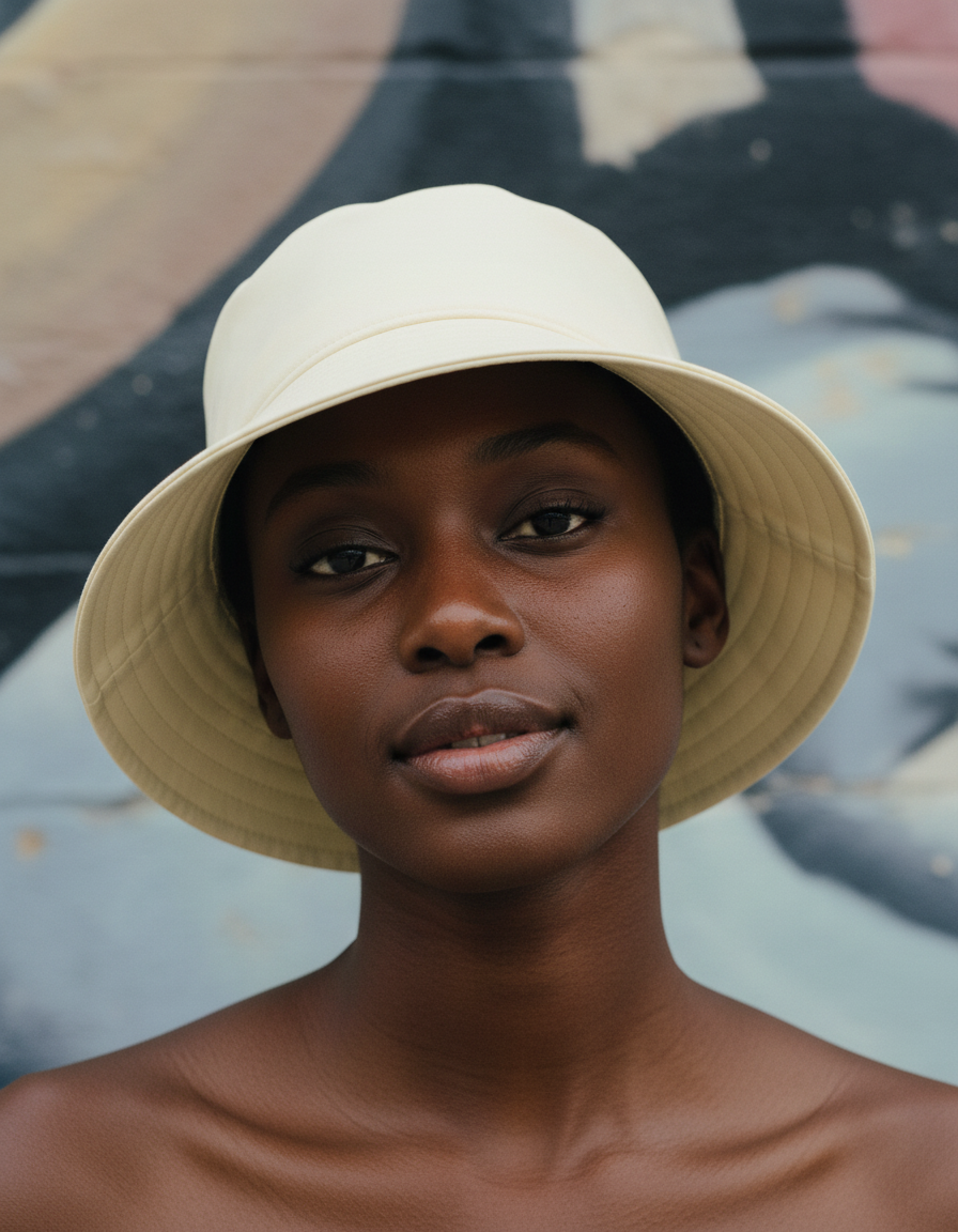 Bucket hat in Buttercream