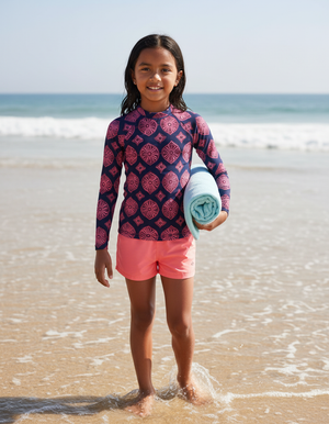 Electric Fuchsia Yuki Rash Guard Kids Rash Guard — Dripper