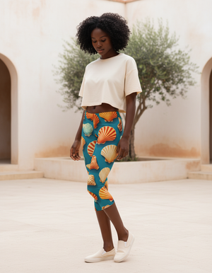 Coral Leggings Capri Leggings — Dripper