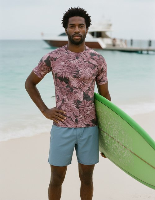 Millennial Pink Verdant Rash Guard Men's Rashguard — Lolekai