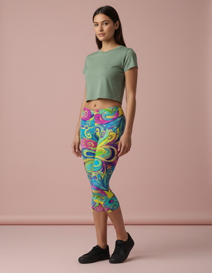 Iridescence Capri Leggings Capri Leggings — Dripper