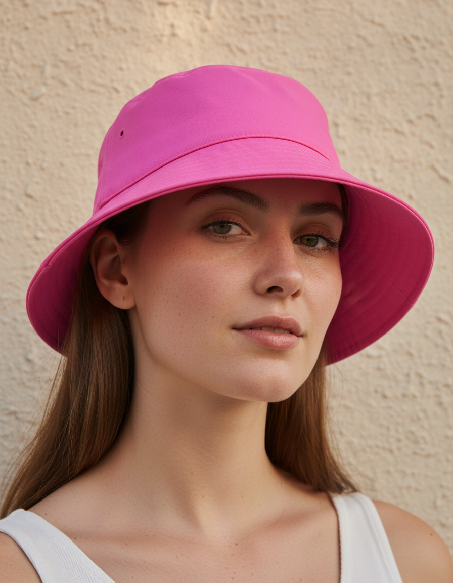 Bucket hat in Neon Pink