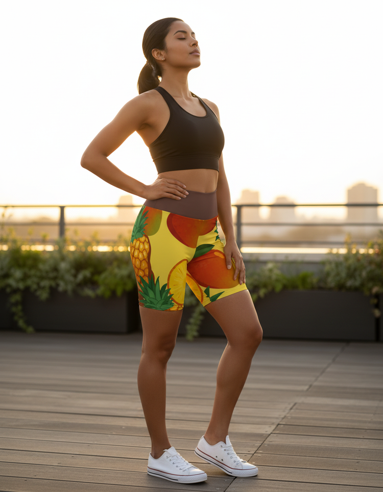 Citrus Breeze Zest Yoga Shorts