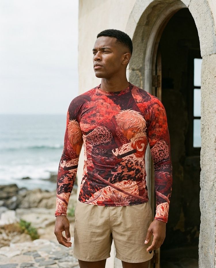 Men's Fiery Red Senjin men's short-sleeve rashguards