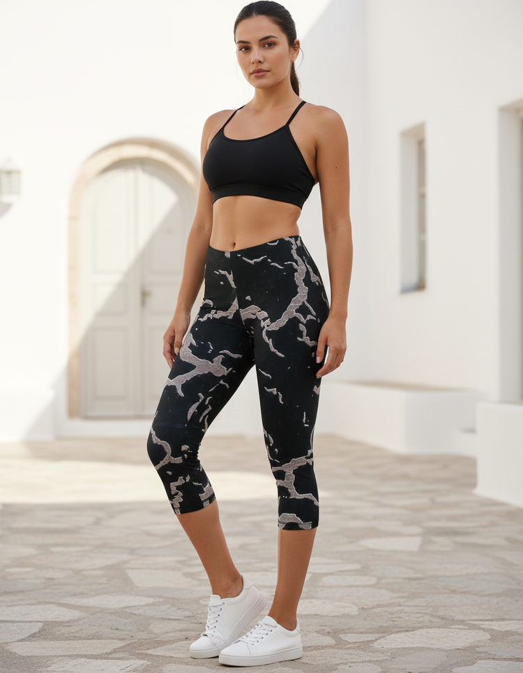 Women's Bicolor Patterns Capri Leggings