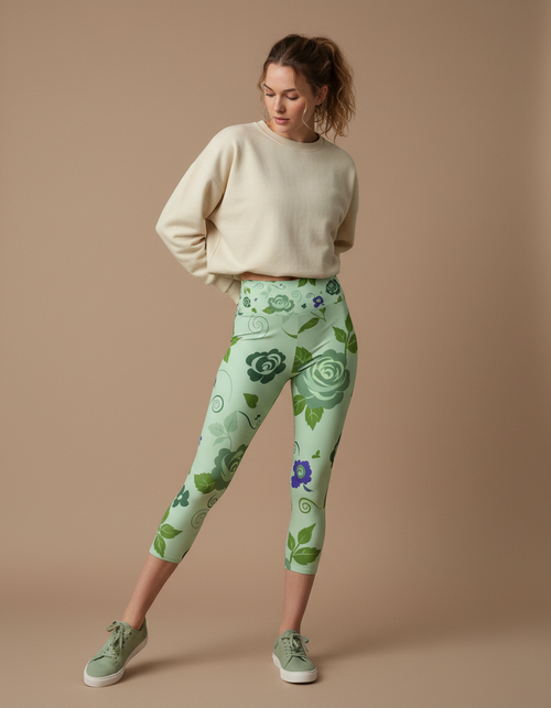 Jelly Mint Belleza Capri Yoga Leggings Capri Yoga Leggings — Dripper